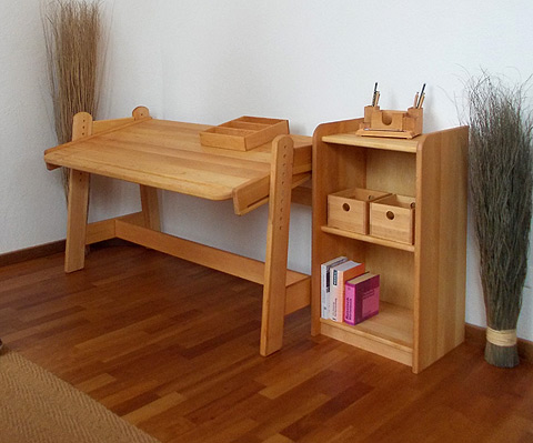 Schreibtisch Bj&ouml;rn mit Regal Erle Naturm&ouml;bel
